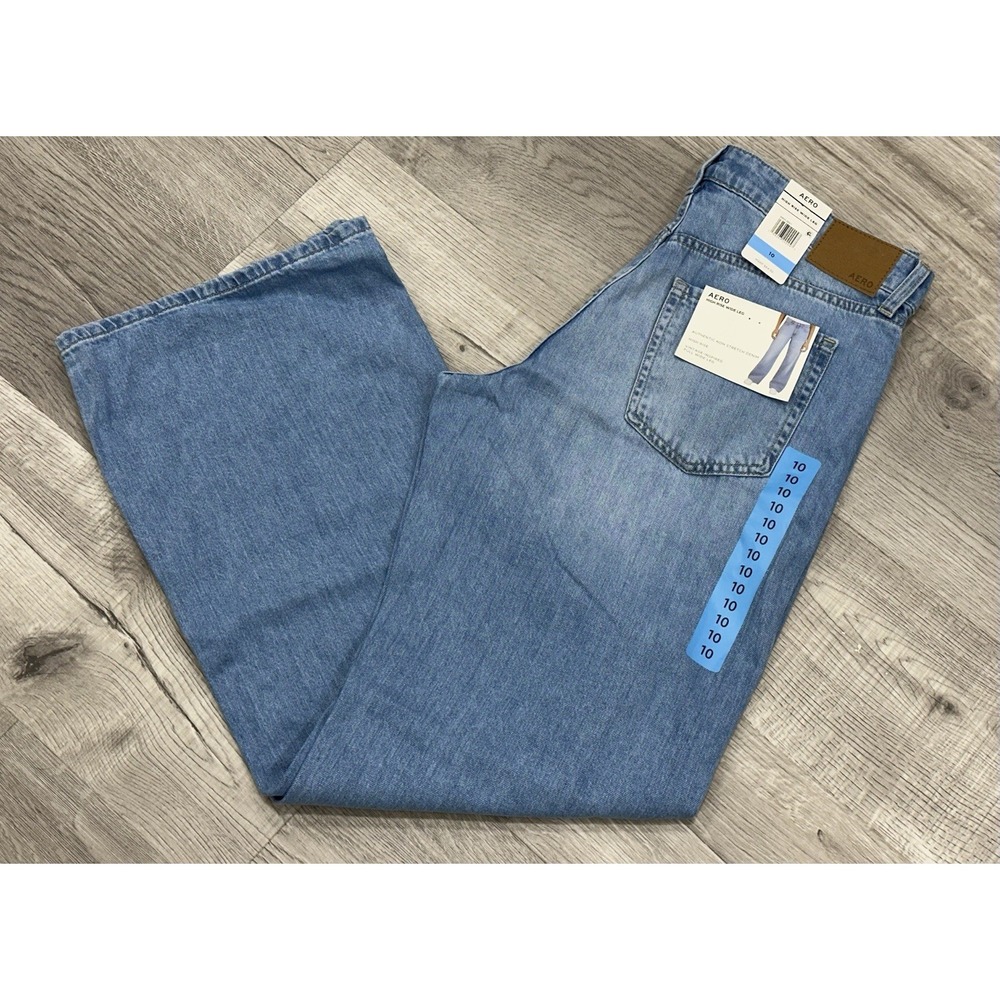 Aeropostale Women's High Rise Vintage Inspired Wide Leg Jean Medium Wash Size 10